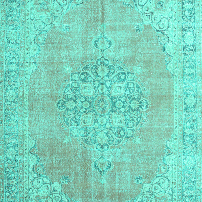 Machine Washable Medallion Turquoise Traditional Area Rugs, wshtr3586turq