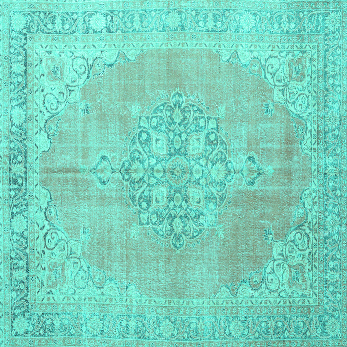 Square Medallion Turquoise Traditional Rug, tr3586turq
