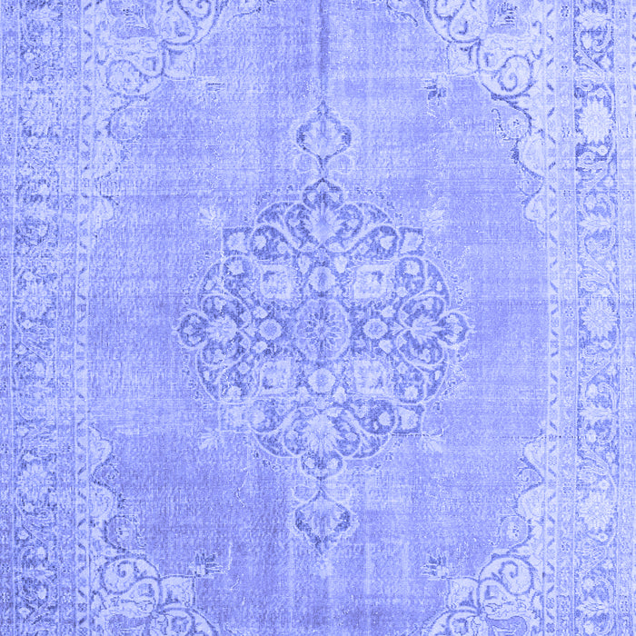 Machine Washable Medallion Blue Traditional Rug, wshtr3586blu