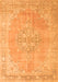 Serging Thickness of Machine Washable Medallion Orange Traditional Area Rugs, wshtr3586org