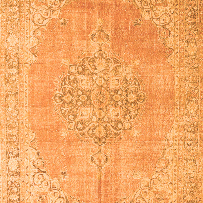 Serging Thickness of Machine Washable Medallion Orange Traditional Area Rugs, wshtr3586org