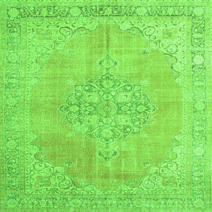Serging Thickness of Medallion Green Traditional Rug, tr3586grn