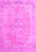 Machine Washable Medallion Pink Traditional Rug, wshtr3586pnk