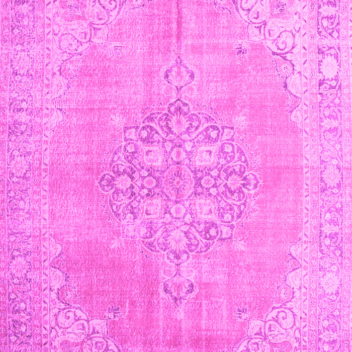 Machine Washable Medallion Pink Traditional Rug, wshtr3586pnk