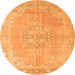 Square Medallion Orange Traditional Rug, tr3586org