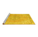 Sideview of Machine Washable Medallion Yellow Traditional Rug, wshtr3586yw