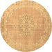 Round Medallion Brown Traditional Rug, tr3586brn