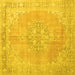 Square Medallion Yellow Traditional Rug, tr3586yw