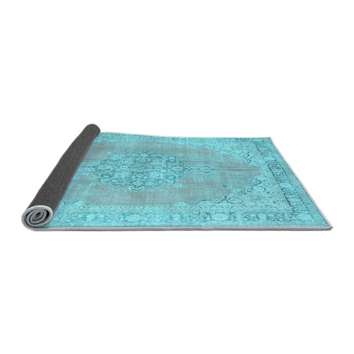 Sideview of Medallion Light Blue Traditional Rug, tr3586lblu