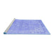 Sideview of Machine Washable Medallion Blue Traditional Rug, wshtr3586blu