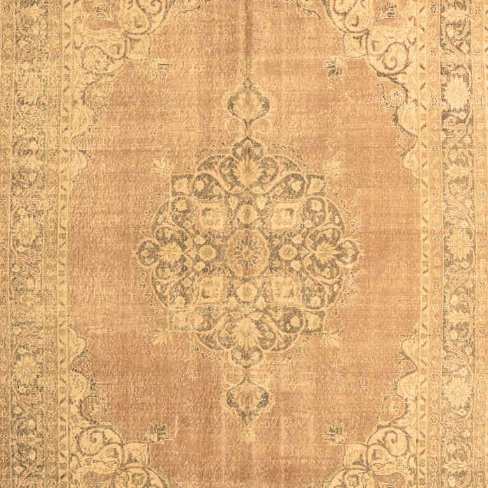 Machine Washable Medallion Brown Traditional Rug, wshtr3586brn