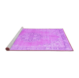 Sideview of Machine Washable Medallion Purple Traditional Area Rugs, wshtr3586pur