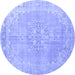 Round Medallion Blue Traditional Rug, tr3586blu