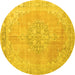 Round Medallion Yellow Traditional Rug, tr3586yw