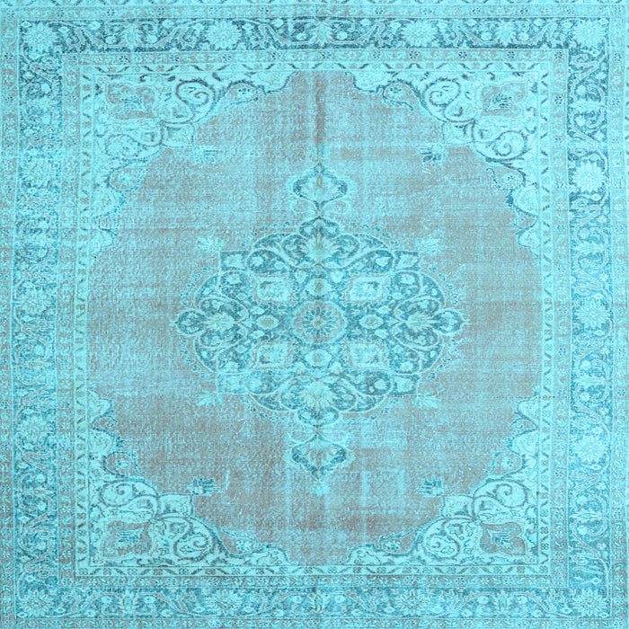 Square Medallion Light Blue Traditional Rug, tr3586lblu
