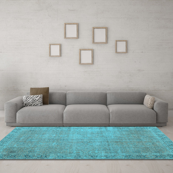 Machine Washable Persian Light Blue Traditional Rug in a Living Room, wshtr3587lblu