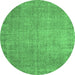 Round Persian Emerald Green Traditional Rug, tr3587emgrn