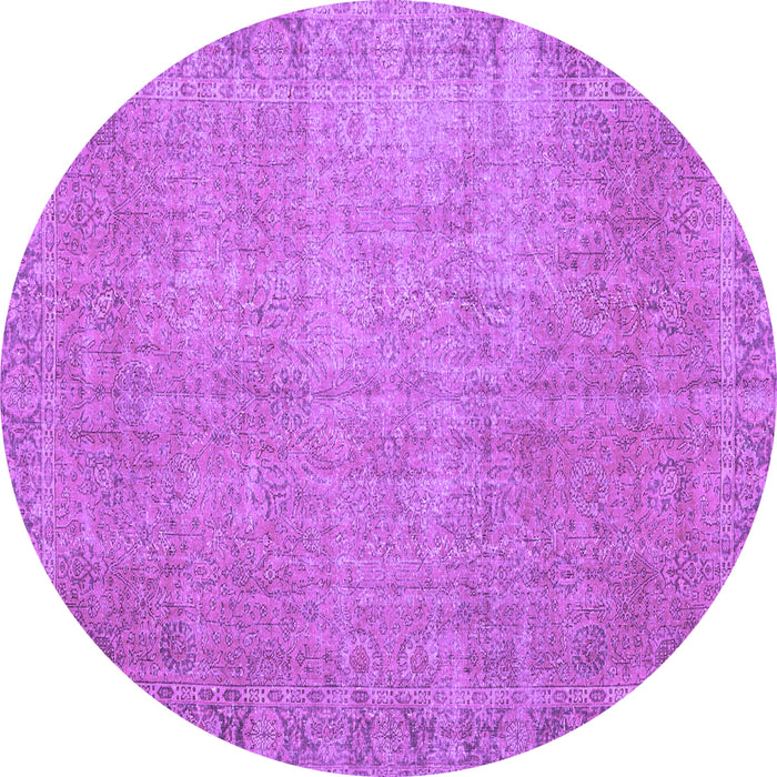 Round Persian Purple Traditional Rug, tr3587pur