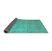 Sideview of Persian Turquoise Traditional Rug, tr3587turq