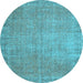 Round Persian Light Blue Traditional Rug, tr3587lblu