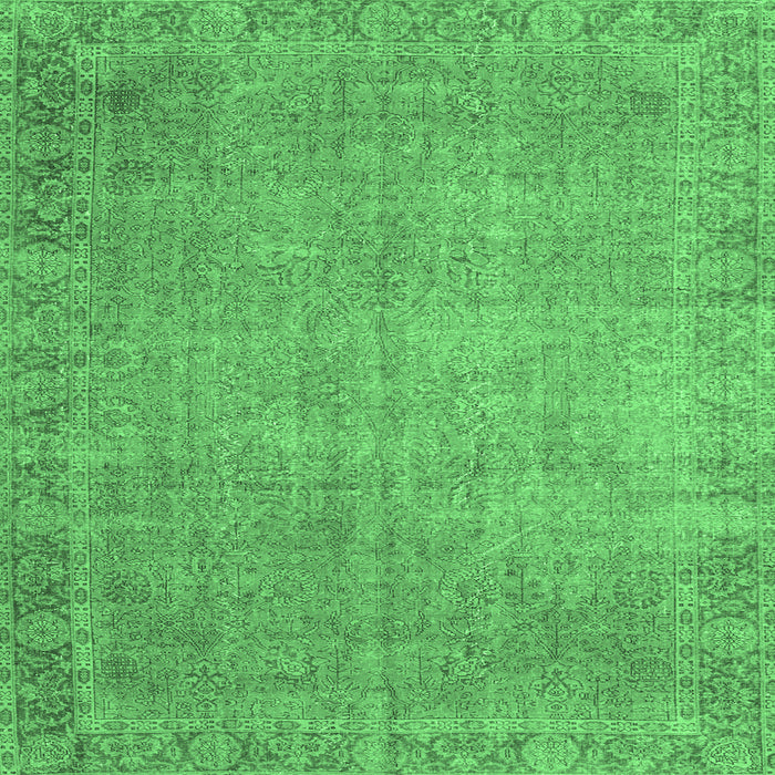 Square Persian Emerald Green Traditional Rug, tr3587emgrn