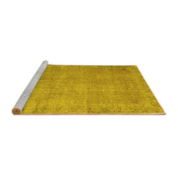 Sideview of Machine Washable Persian Yellow Traditional Rug, wshtr3587yw