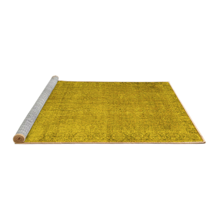 Sideview of Machine Washable Persian Yellow Traditional Rug, wshtr3587yw