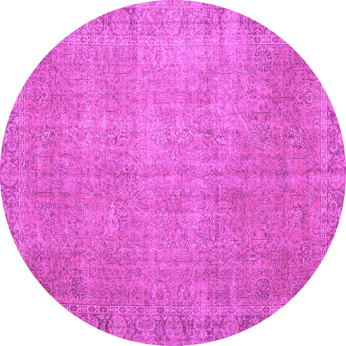 Round Machine Washable Persian Pink Traditional Rug, wshtr3587pnk