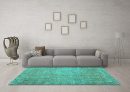 Machine Washable Persian Turquoise Traditional Area Rugs in a Living Room,, wshtr3587turq
