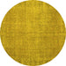 Round Machine Washable Persian Yellow Traditional Rug, wshtr3587yw