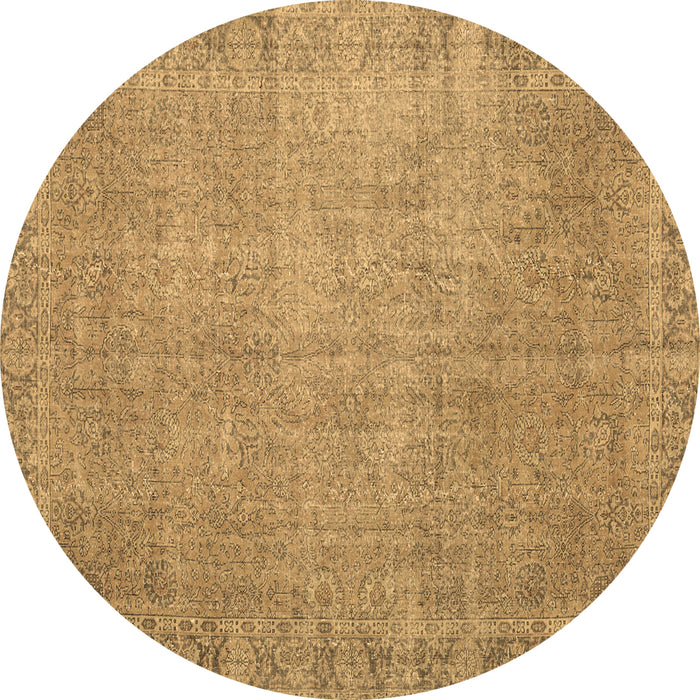 Round Machine Washable Persian Brown Traditional Rug, wshtr3587brn
