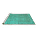 Sideview of Machine Washable Persian Turquoise Traditional Area Rugs, wshtr3587turq