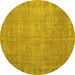 Round Persian Yellow Traditional Rug, tr3587yw
