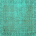 Square Persian Turquoise Traditional Rug, tr3587turq