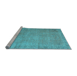 Sideview of Machine Washable Persian Light Blue Traditional Rug, wshtr3587lblu