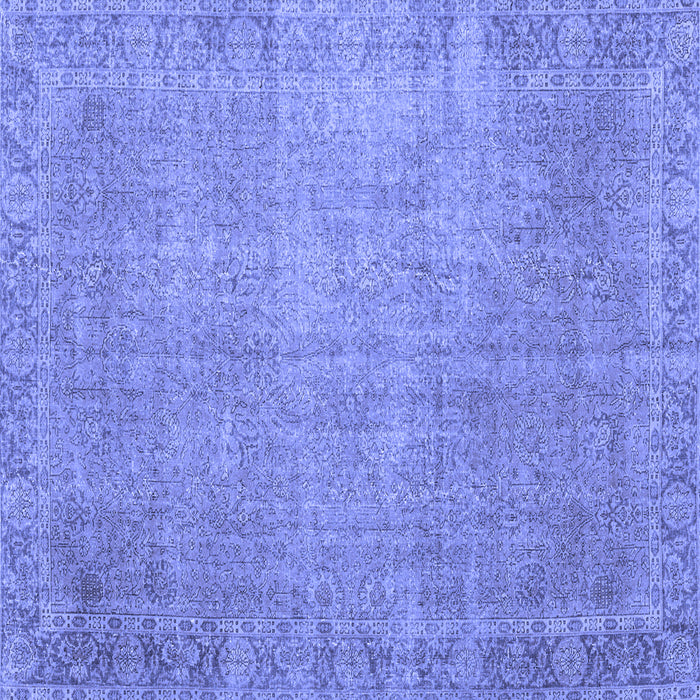 Square Machine Washable Persian Blue Traditional Rug, wshtr3587blu