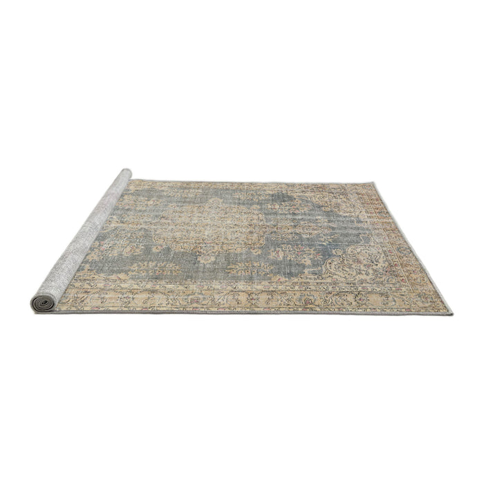 Sideview of Machine Washable Traditional Desert Sand Beige Rug, wshtr3588
