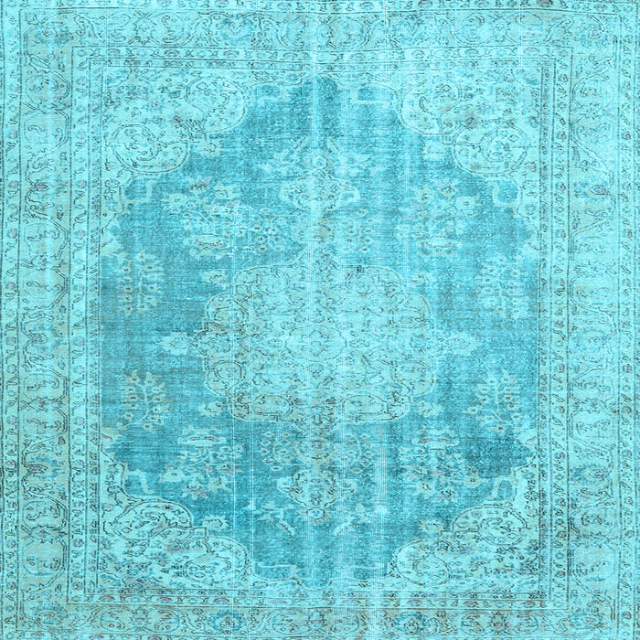Square Machine Washable Persian Light Blue Traditional Rug, wshtr3588lblu