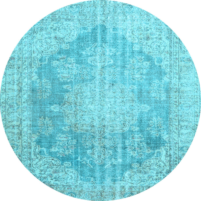 Round Persian Light Blue Traditional Rug, tr3588lblu