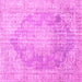 Square Machine Washable Persian Pink Traditional Rug, wshtr3588pnk