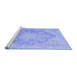 Sideview of Machine Washable Persian Blue Traditional Rug, wshtr3588blu