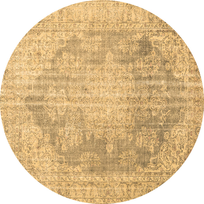 Round Persian Brown Traditional Rug, tr3588brn