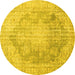 Round Persian Yellow Traditional Rug, tr3588yw