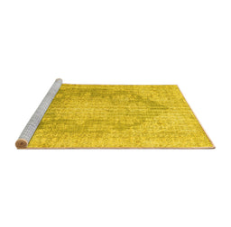 Sideview of Machine Washable Persian Yellow Traditional Rug, wshtr3588yw
