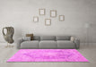 Machine Washable Persian Pink Traditional Rug in a Living Room, wshtr3588pnk