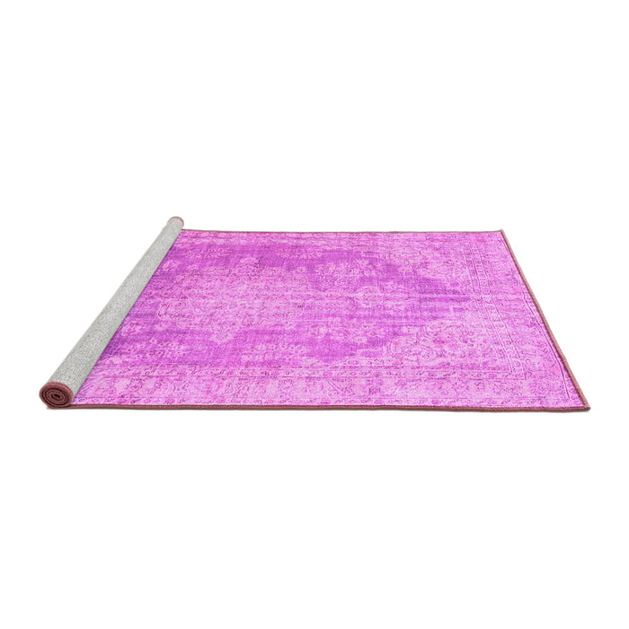 Sideview of Machine Washable Persian Pink Traditional Rug, wshtr3588pnk