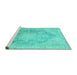 Sideview of Machine Washable Persian Turquoise Traditional Area Rugs, wshtr3588turq