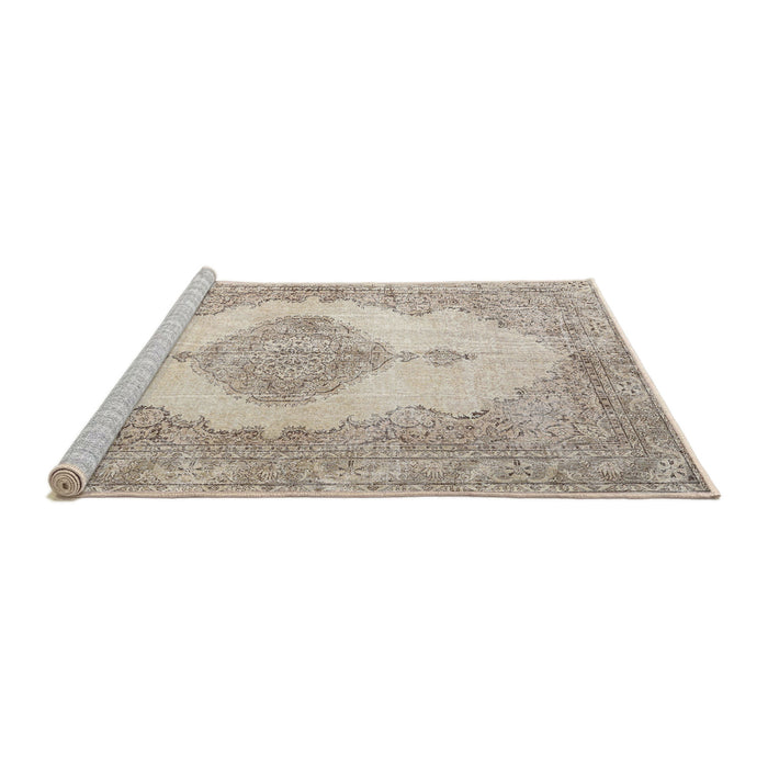 Sideview of Machine Washable Traditional Camel Brown Rug, wshtr3589