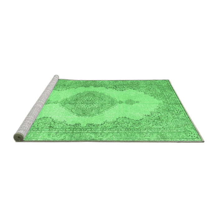 Sideview of Machine Washable Persian Emerald Green Traditional Area Rugs, wshtr3589emgrn