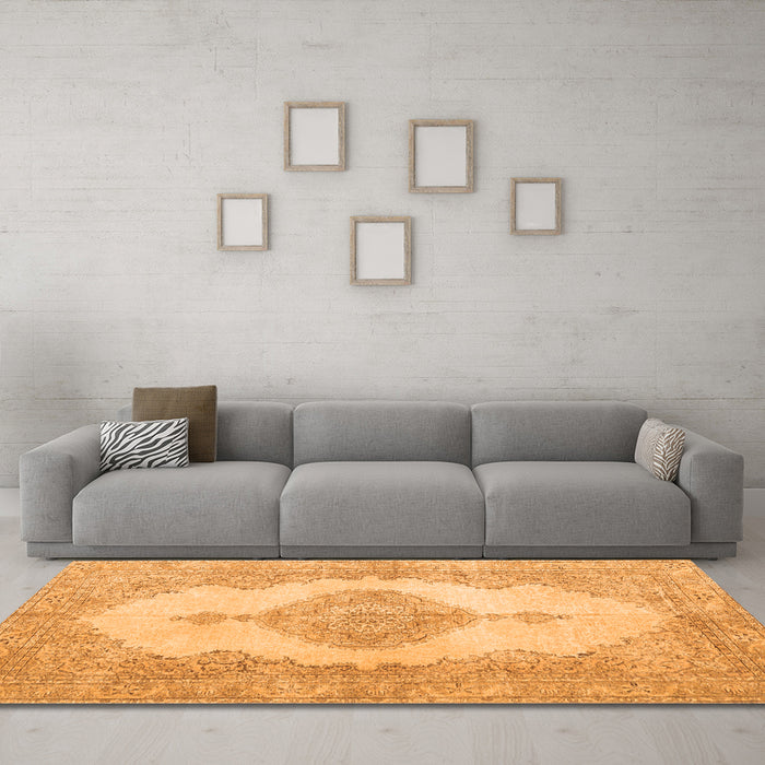 Machine Washable Persian Orange Traditional Area Rugs in a Living Room, wshtr3589org